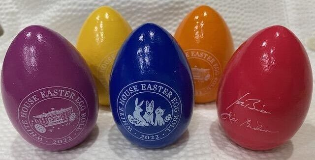 2022 Official Biden White House Easter Egg Roll Wooden RARE Set of 5 Eggs In Box