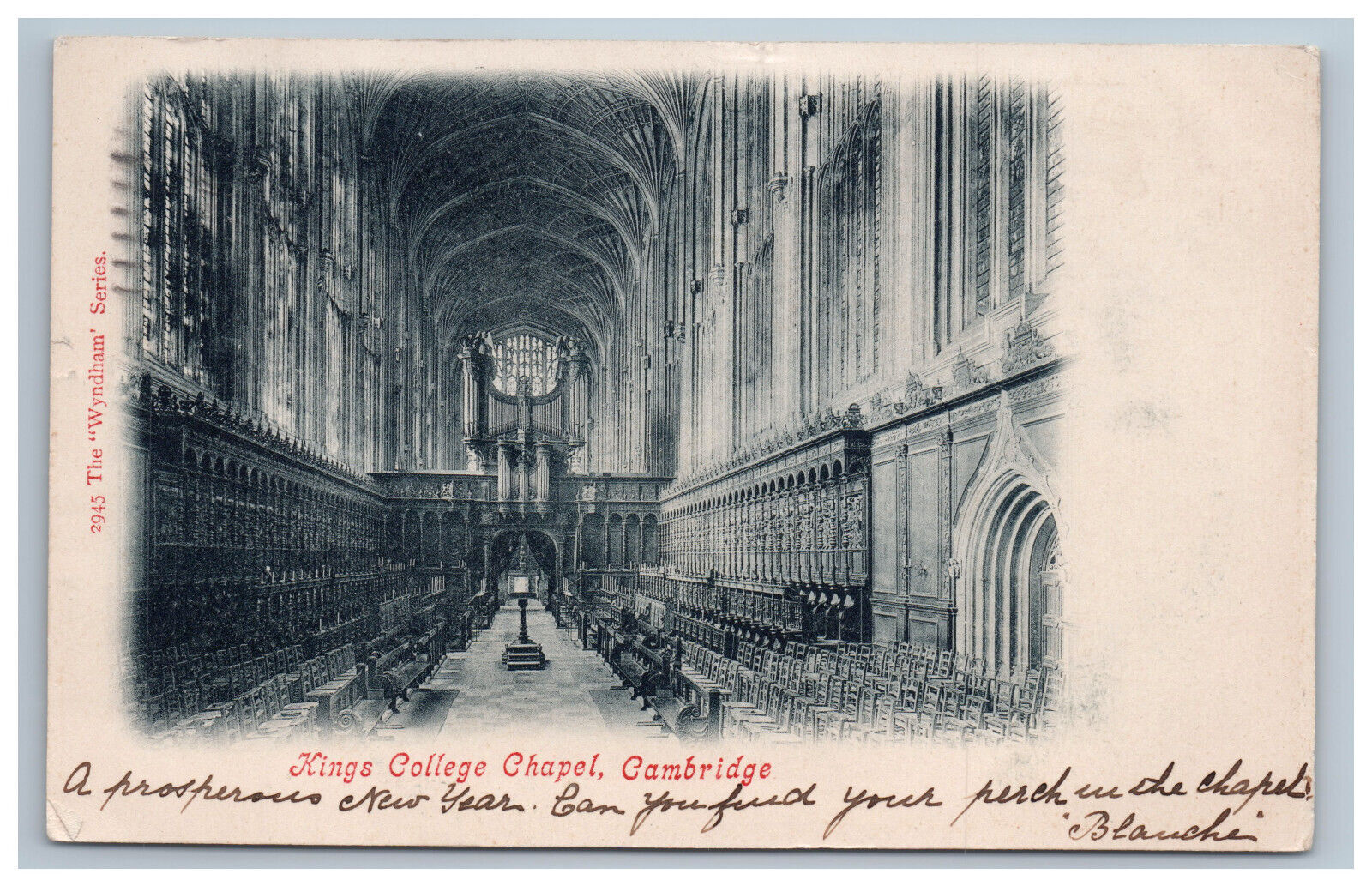 1903 Wyndham Series Kings College Chapel Cambridge Postcard Interior England