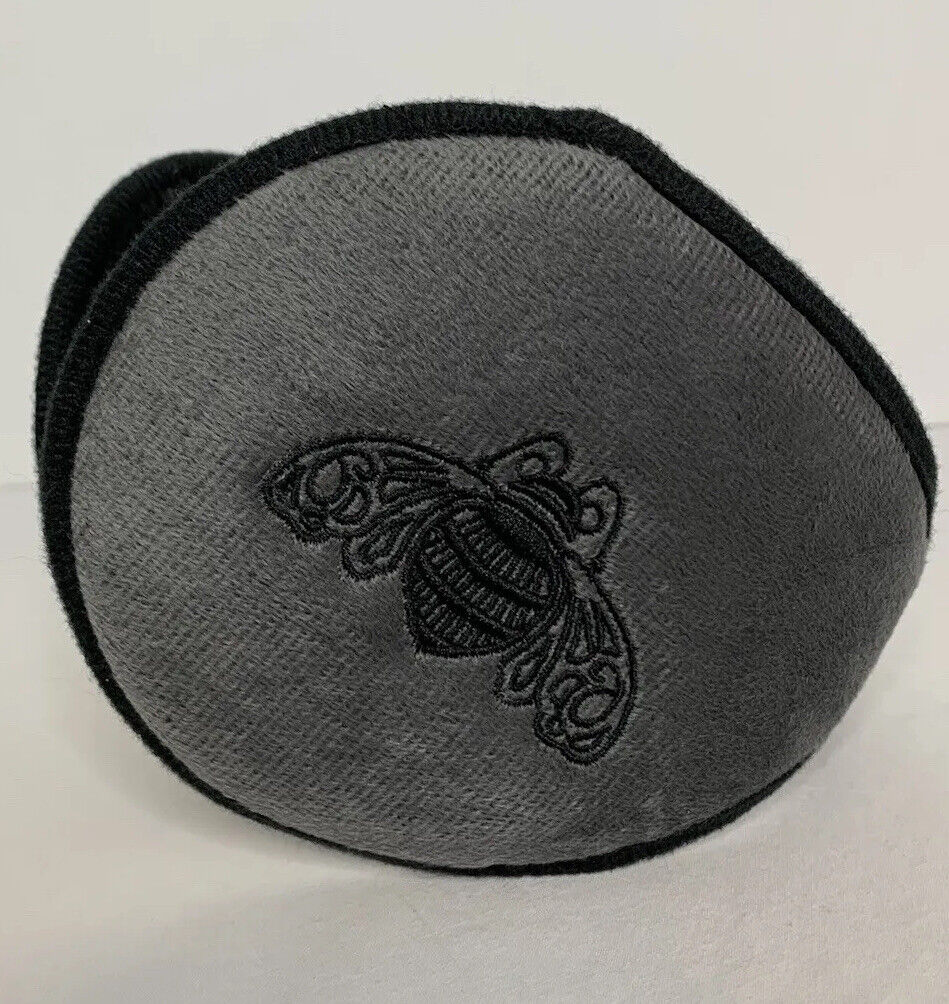 Patron Tequila Earmuffs Ear Warmer Gray Fleece Bee Logo Lightweight NWOT Gift