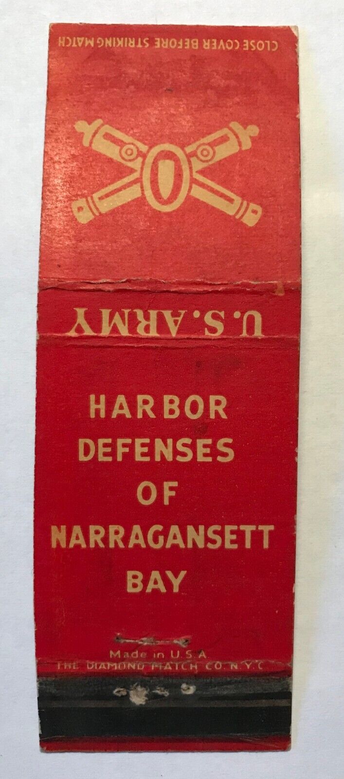 Matchbook Cover US Army Coast Artillery Harbor Defenses of Narragansett Bay RI