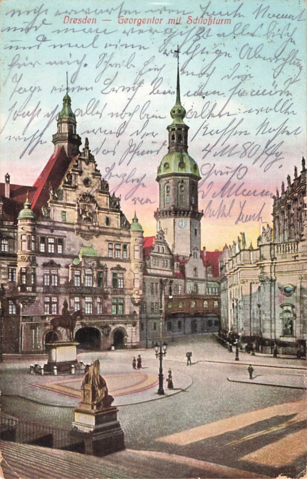 Postcard Dresden - Georgentor Mit Schlosturm Colorful VTG VPC01.