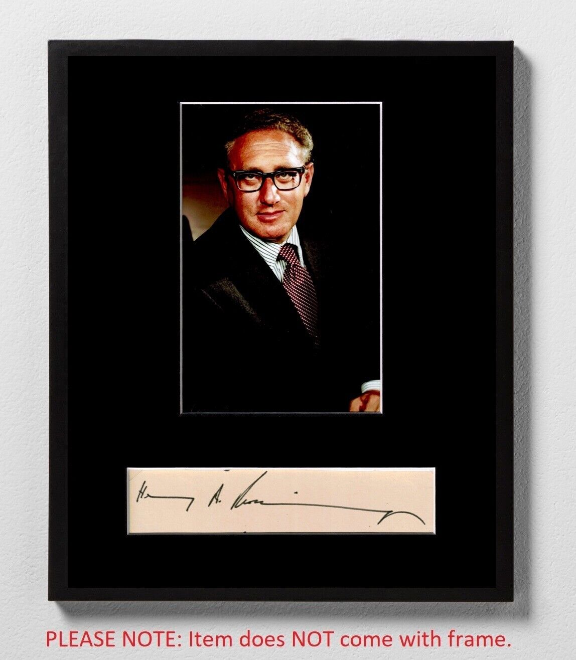 Henry Kissinger HAND SIGNED Matted Cut & Photo Secretary of State Autograph