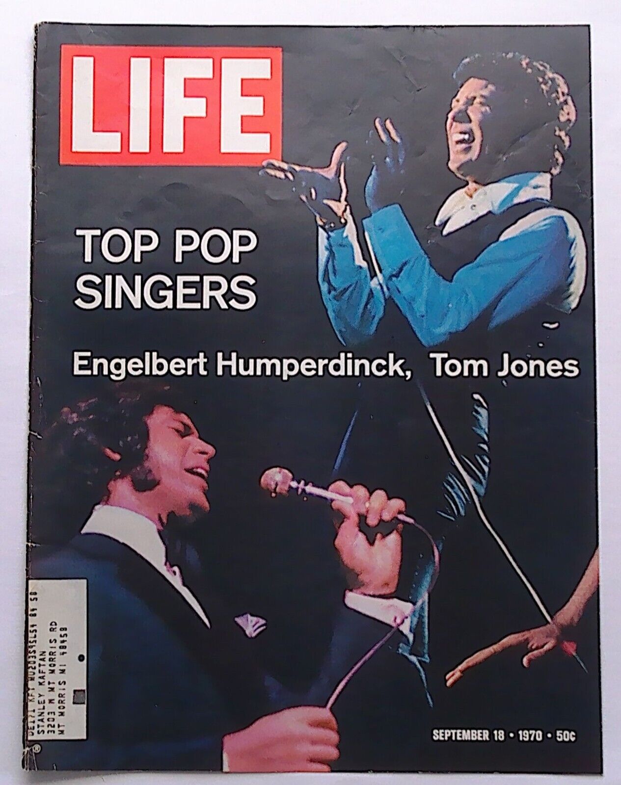 Life Magazine Cover Only  ( Engelbert Humperdinck  Tom Jones) September 18, 1970