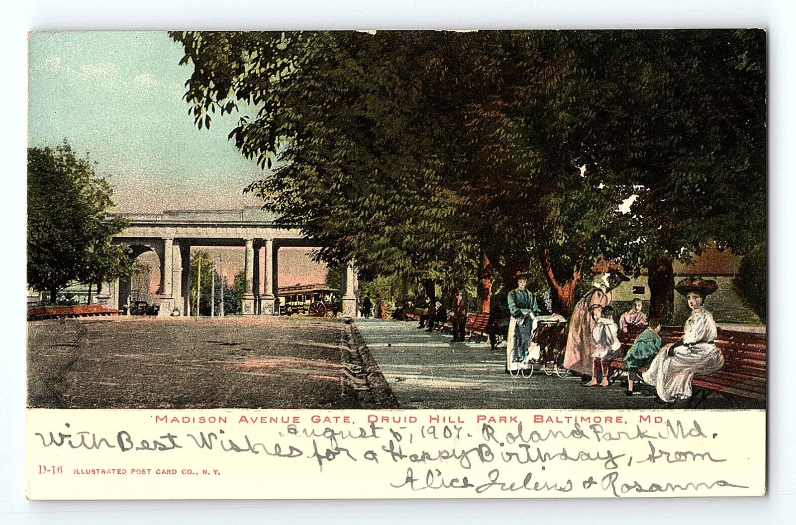 Madison Avenue Gate Druid Hill Park Baltimore Maryland VTG Postcard