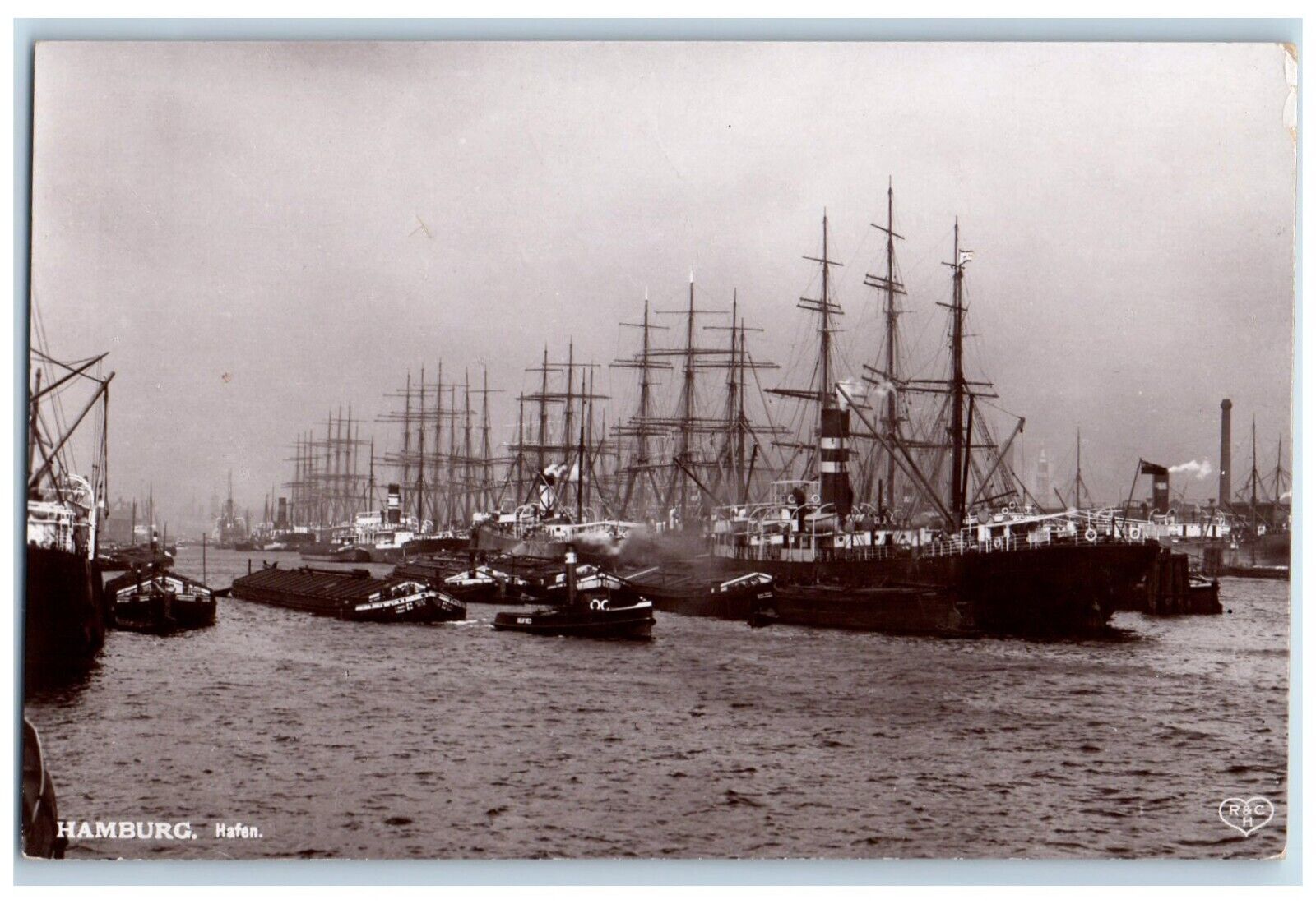 Port Hamburg Segelschiffhafen Deutsche Germany RPPC Photo Postcard