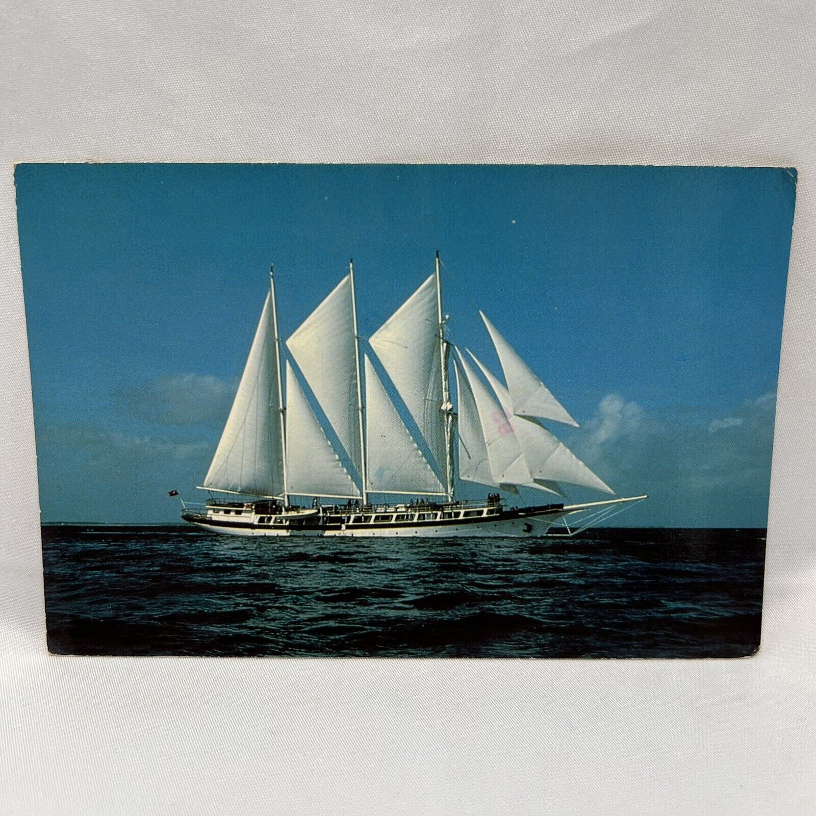 Postcard Mandalay Sailboat Yacht Windjammer Barefoot Cruises Posted 1988