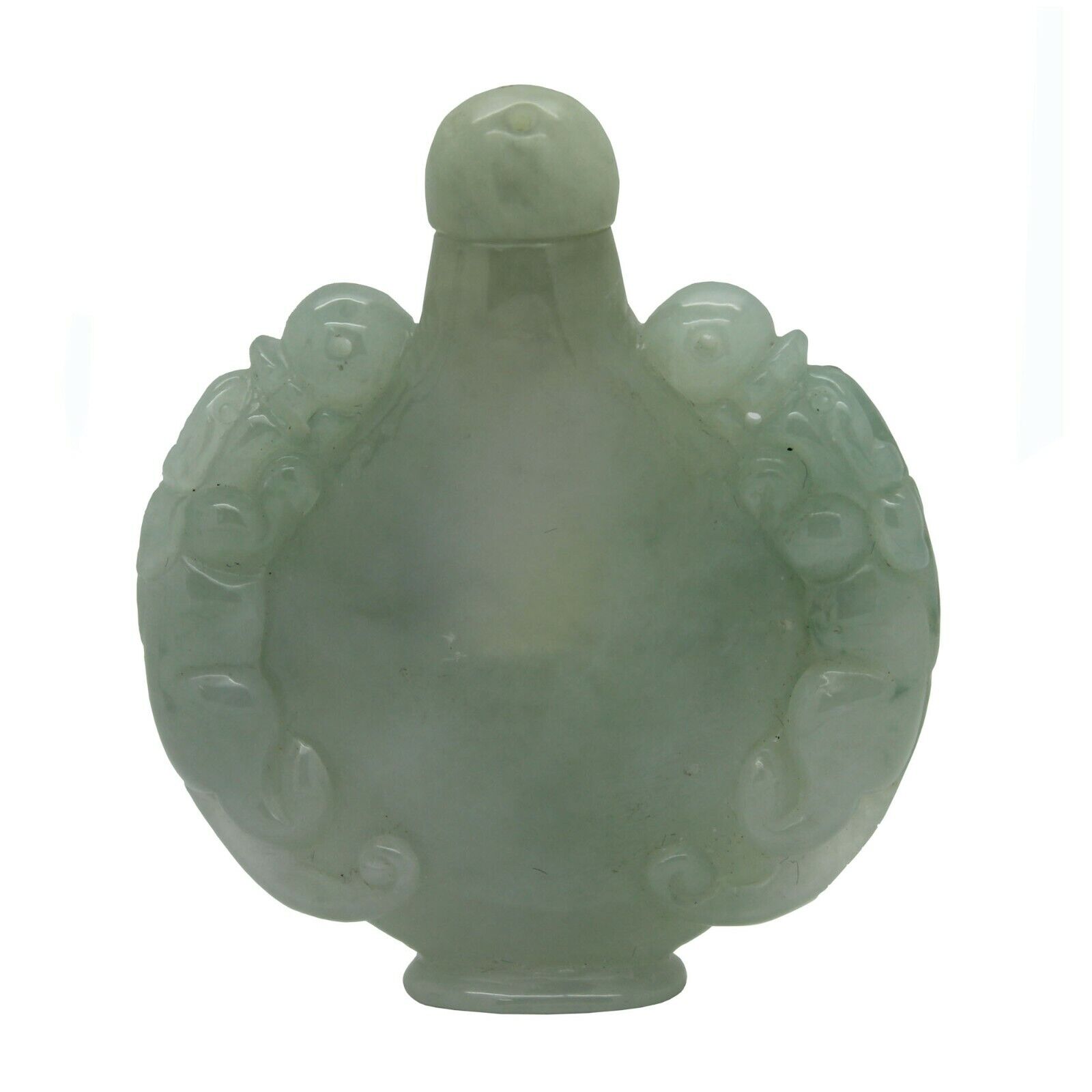 Jade Snuff Bottle With Pair Of Foo Dog Chasing Lucky Ball n417
