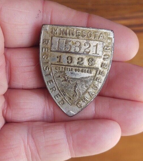 Antique Minnesota Licensed Chauffeur Badge / Pin 1929