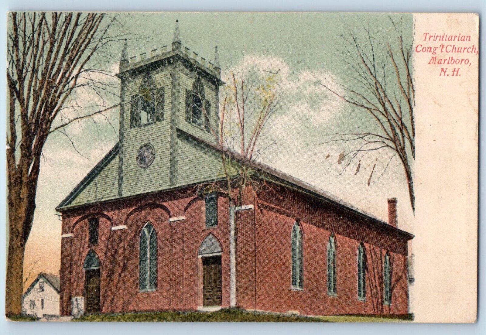 Marlboro New Hampshire Postcard Trinitarian Congregational Church c1905 Vintage
