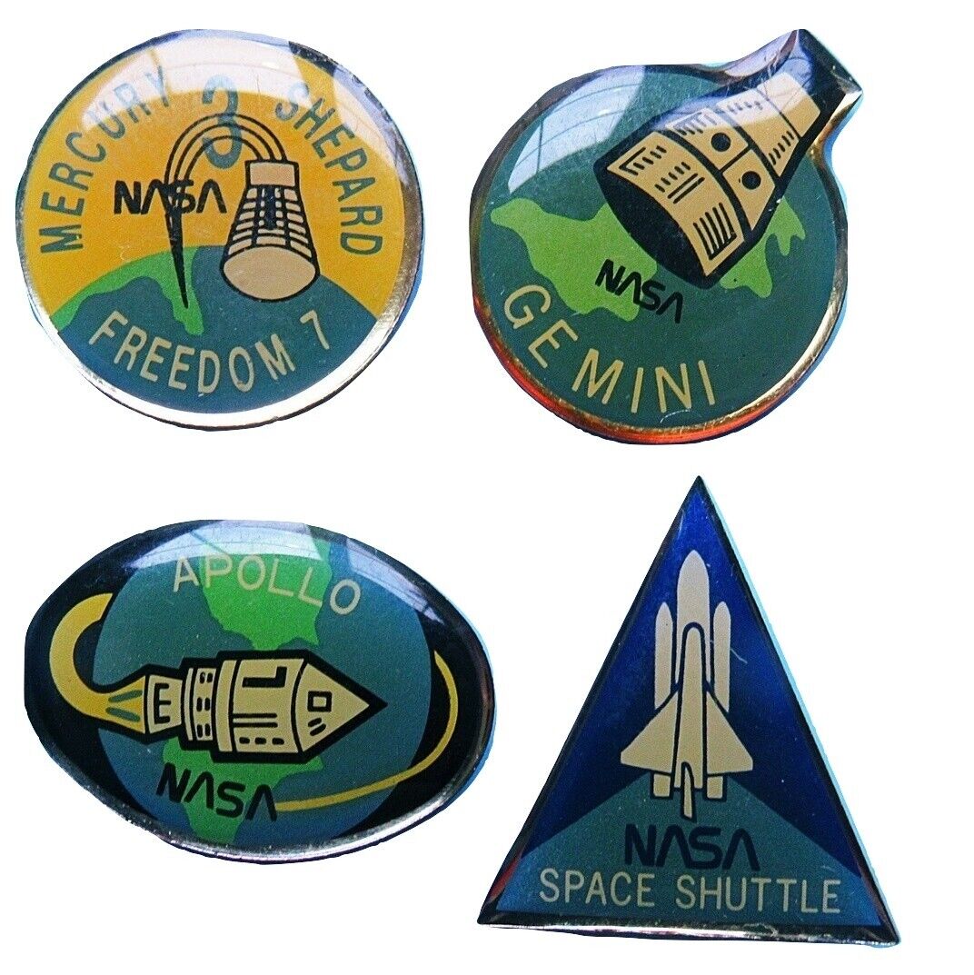 PIN LOT of 4 vtg NASA Apollo Mercury Gemini Space Shuttle FUJI FILM promotion