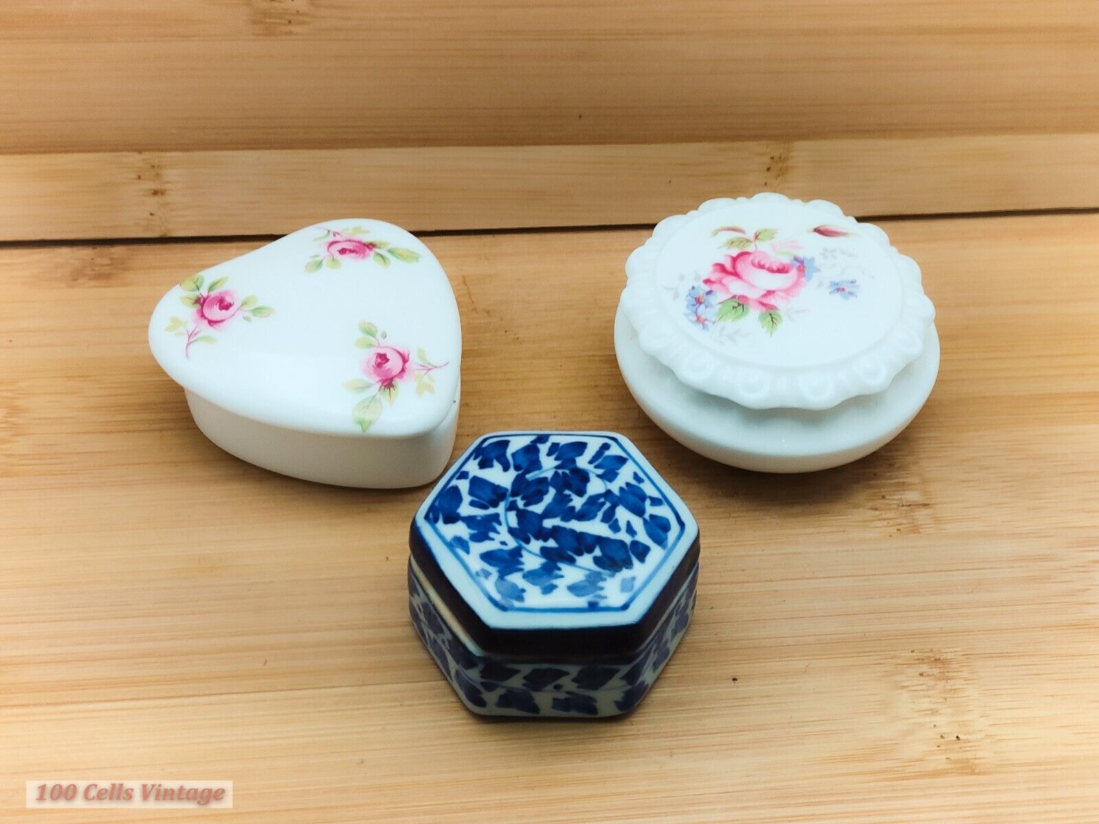 3 Porcelain/China (5cm)- Vintage Trinket/Pill/Jewellery Boxes-0or