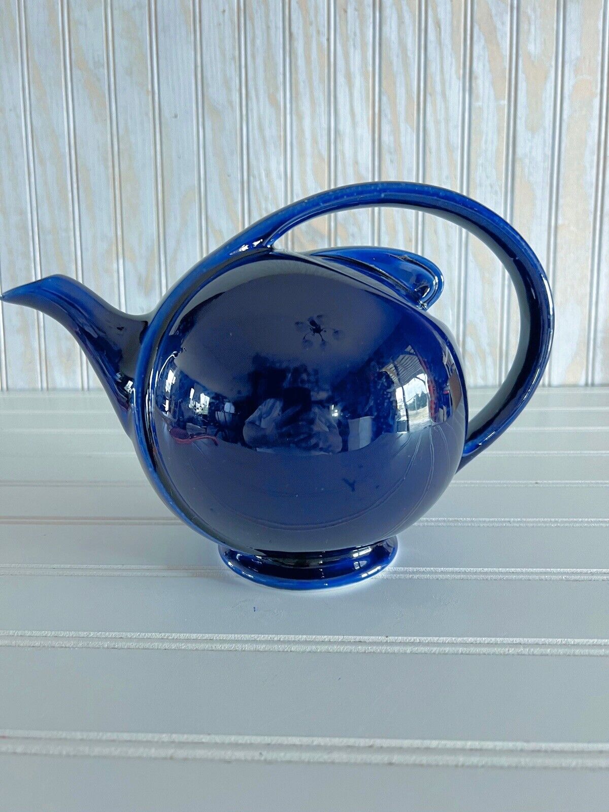 Vintage Hall\'s Airflow Cobalt Blue Glaze Teapot with Lid Art Deco
