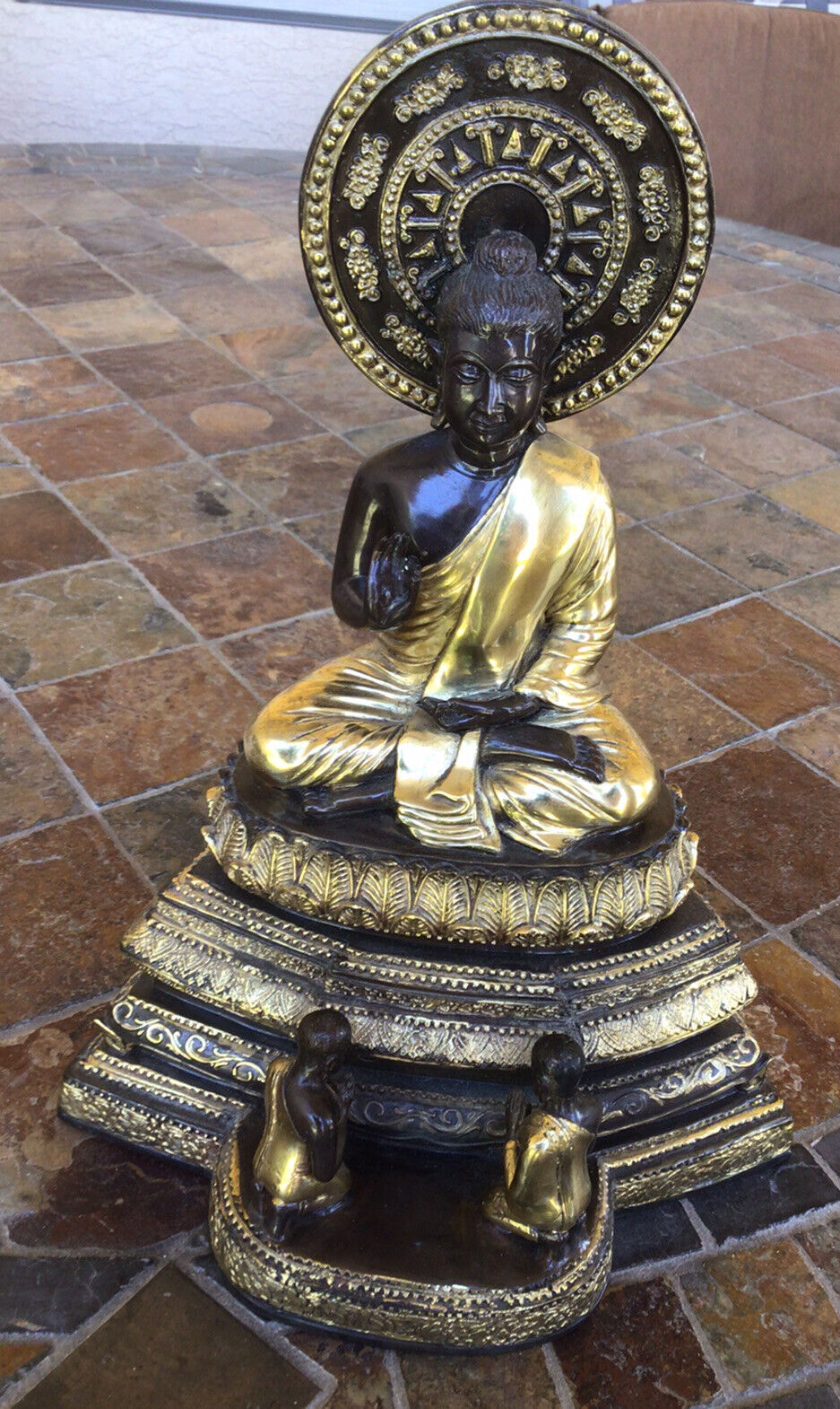 Buddha brass 13 1/2” sitting beautiful condition 9.6 lb