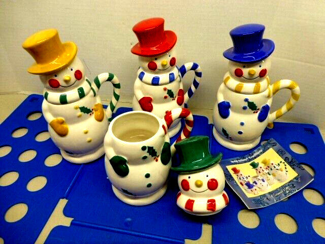 Temp-tations Snowman Set of 4 Mugs 24oz  NEW