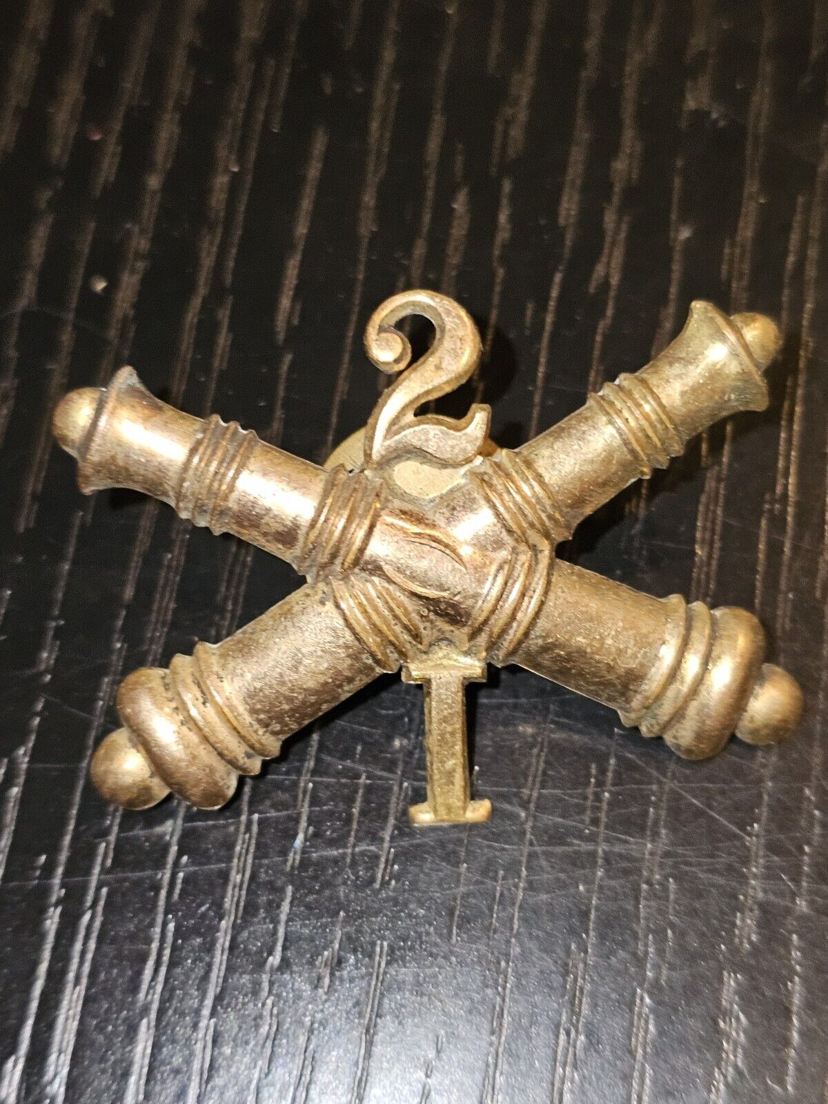 1880s 1890s US Army 2nd CAC Coast Artillery Corps Gold Cap Badge L@@K