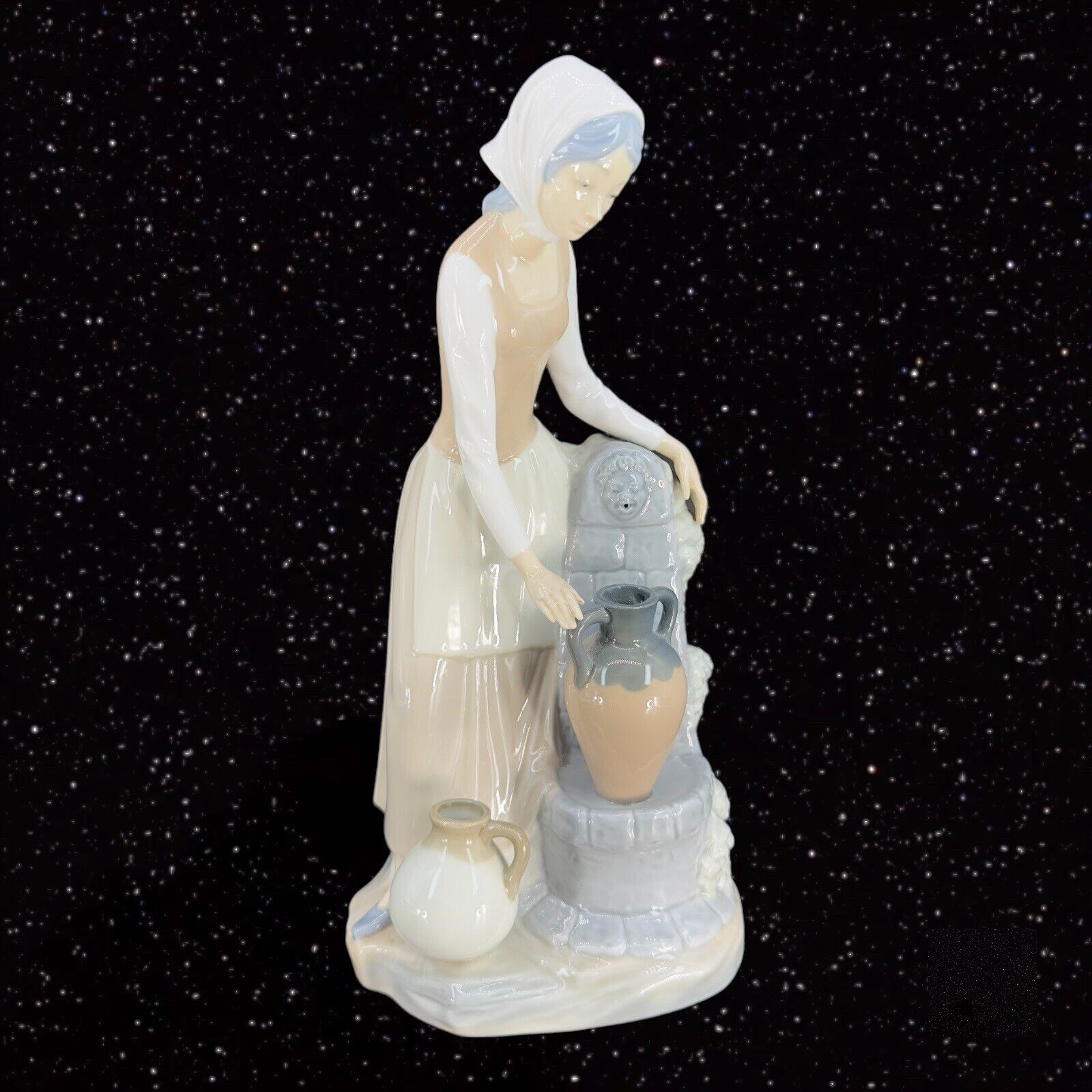 Lladro Nao Girl With Water Well Fountain Large Figurine Made In Spain Porcelain
