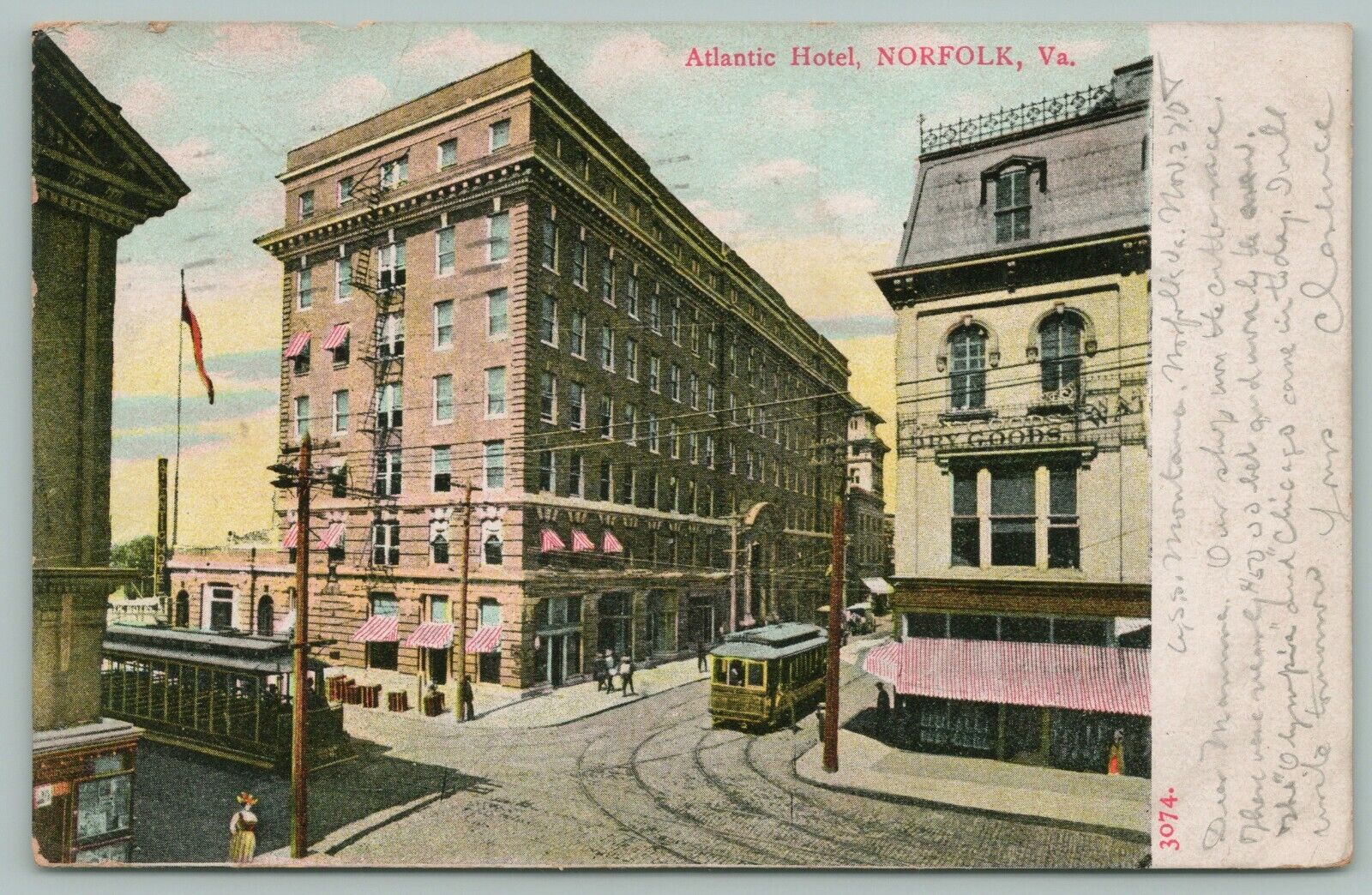 Norfolk Virginia~Atlantic Hotel & Main Street~Dry Goods Store~Shoppers~1908