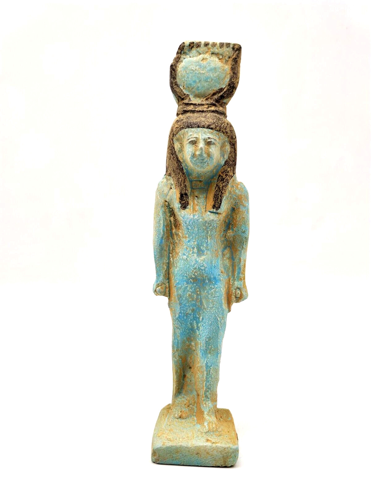 Ancient Egyptian Hathor Multicolor Statue Unique Antique Vinatge Carved Stone