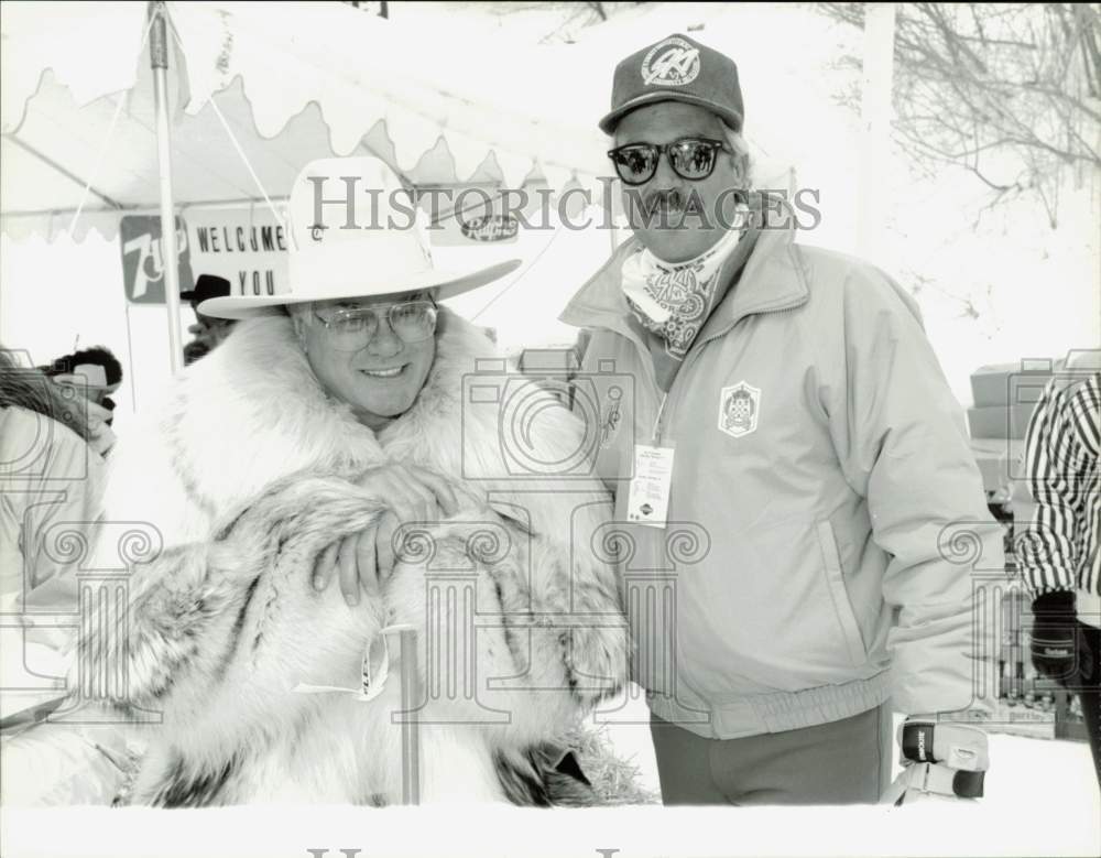 1989 Press Photo Actors Larry Hagman & Steve Kanaly at Celebrity Ski Classic