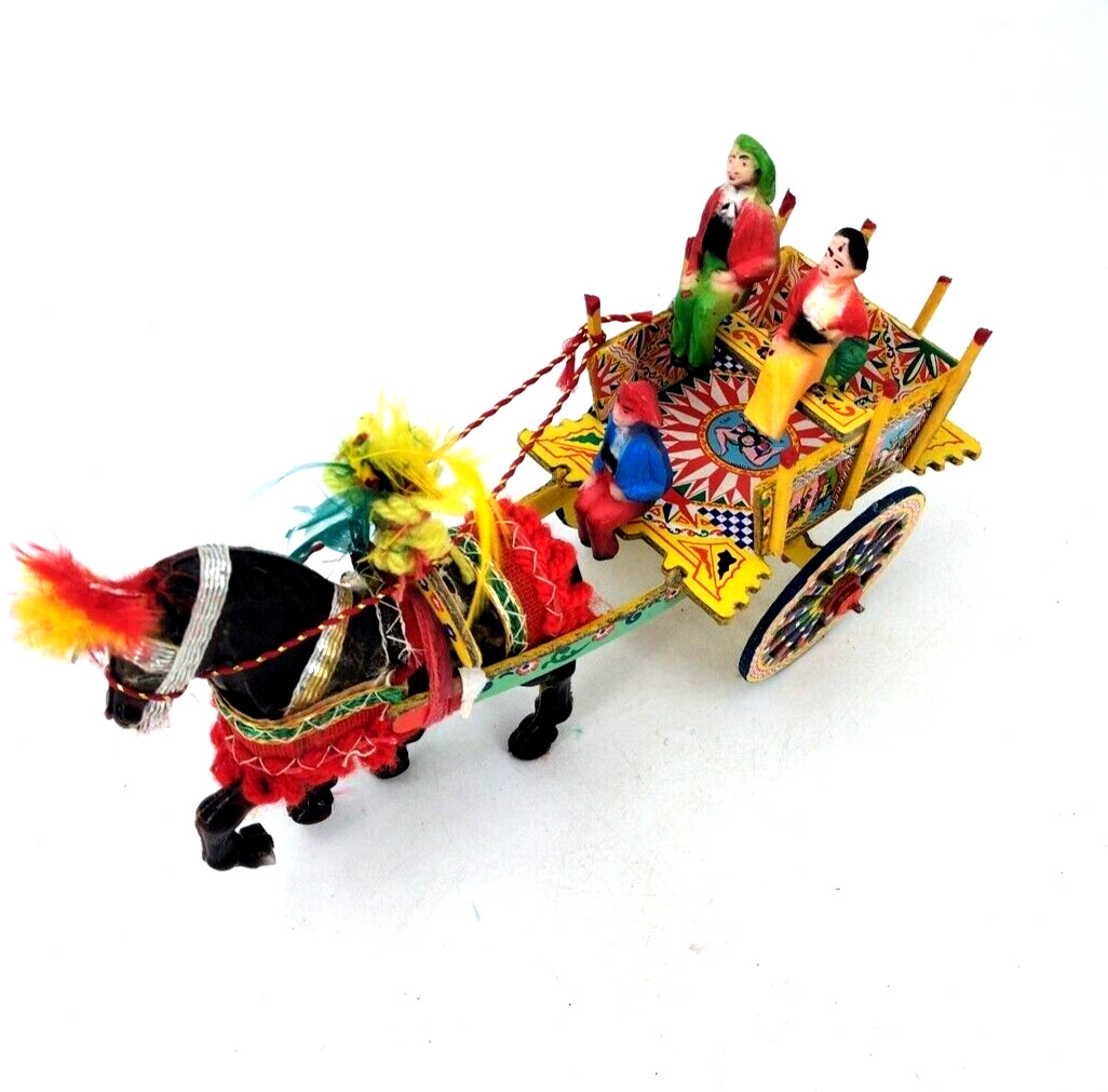 Horse And Cart Feathers with Box | Very Unusual with Driver and 2 Passengers