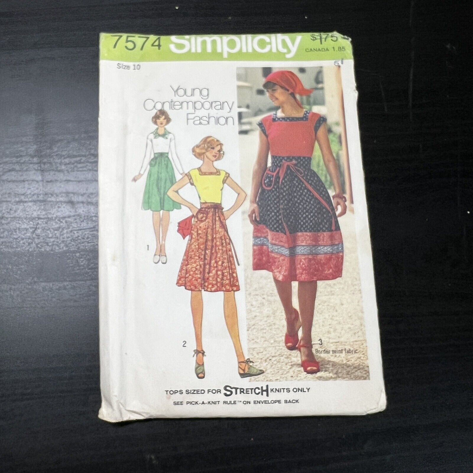 Vintage 1970s Simplicity 7574 Boho Tops Skirt + Scarf Sewing Pattern 10 XS UNCUT