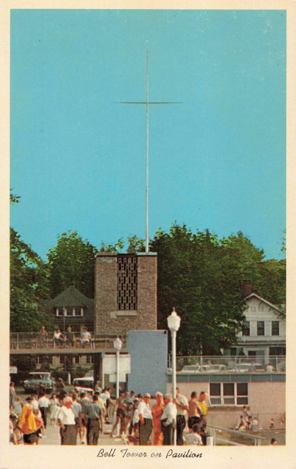 Lakeside OH Ohio, Bell Tower on Pavilion, Lake Erie, Vintage Postcard