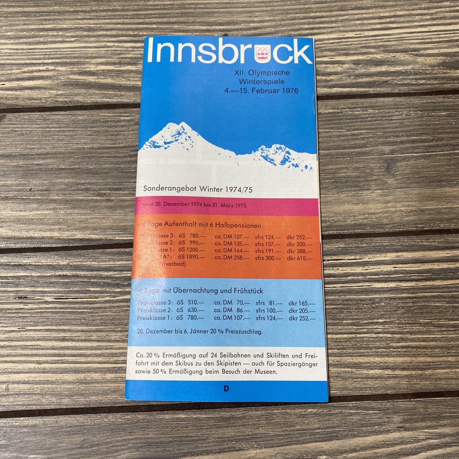Vintage Innsbruck XII Olympische Winterspiele Tirol Austria Pamphlet Brochure
