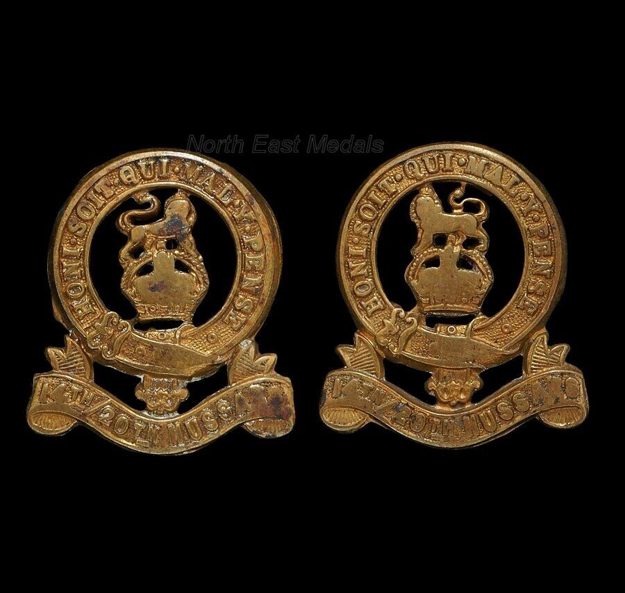 14th/20th King\'s Hussars Pair of Collar Badges