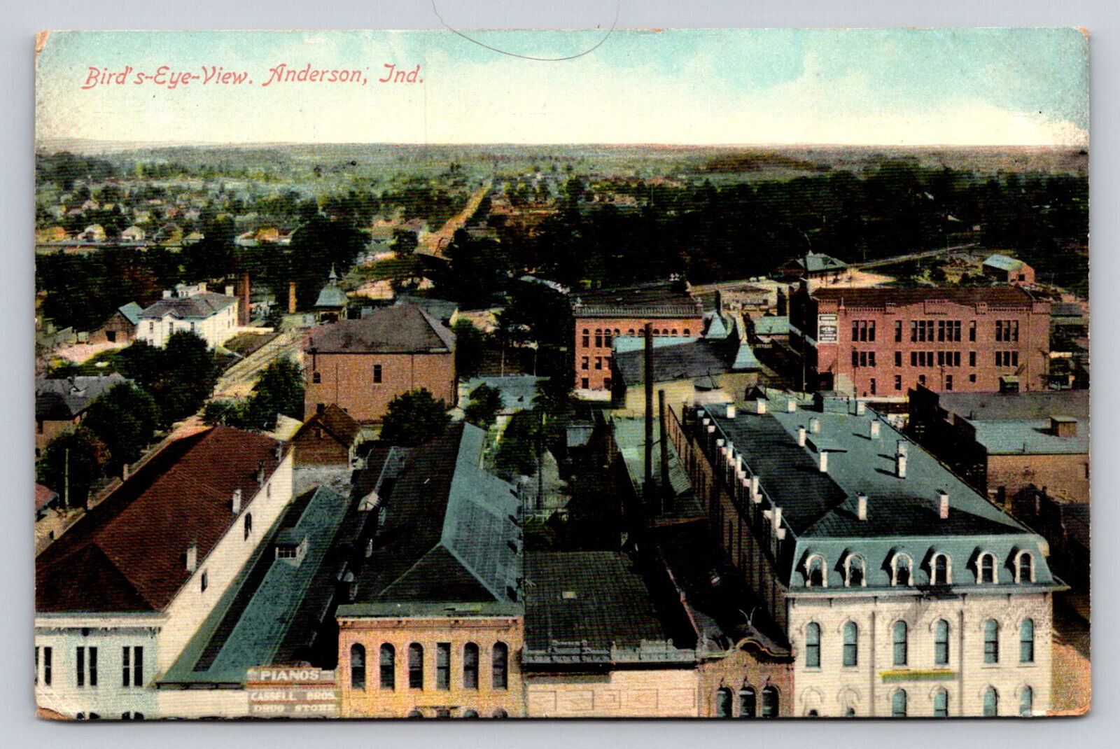 c1910 Birds Eye Aerial View Anderson Indiana  P786