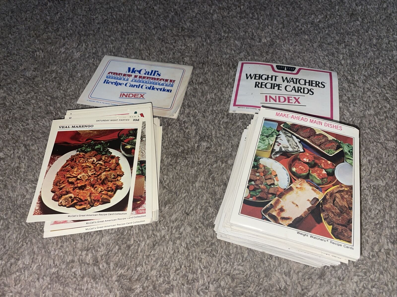 Vintage 1974 & 1973 Weight Watchers/ McCall’s Great American Recipe Cards