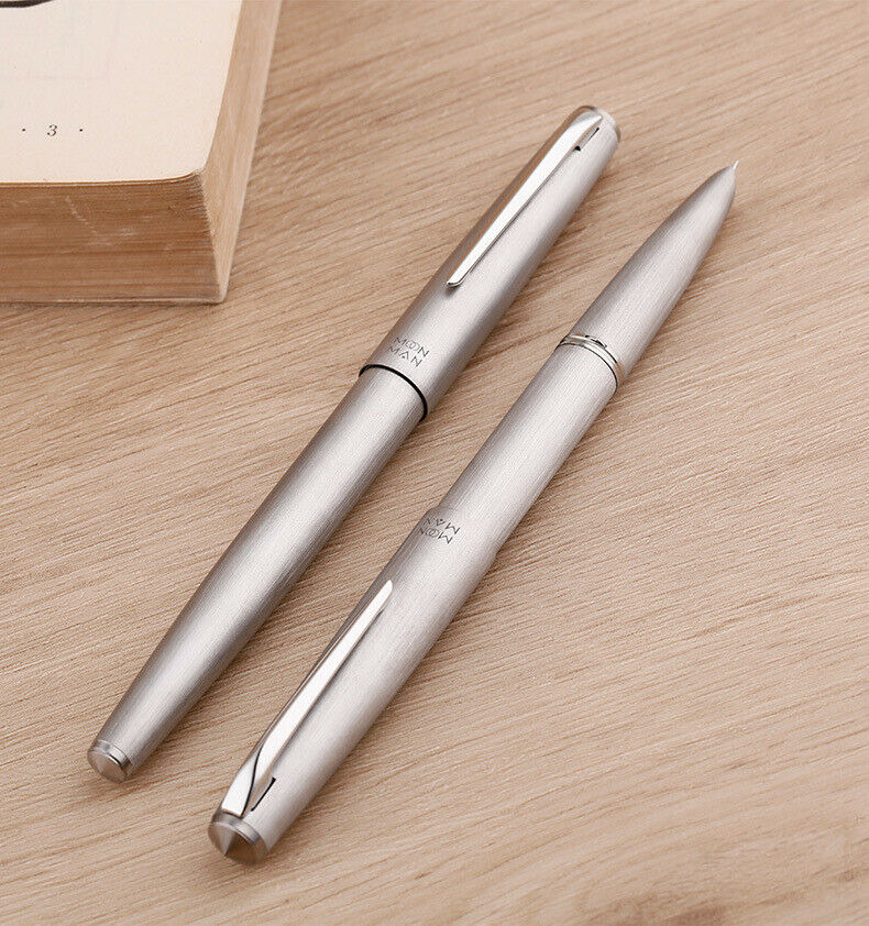 MAJOHN Ti200 Titanium Alloy Wire Drawing Fountain Pen 14K Gold 0.5mm Nib Pen+Box