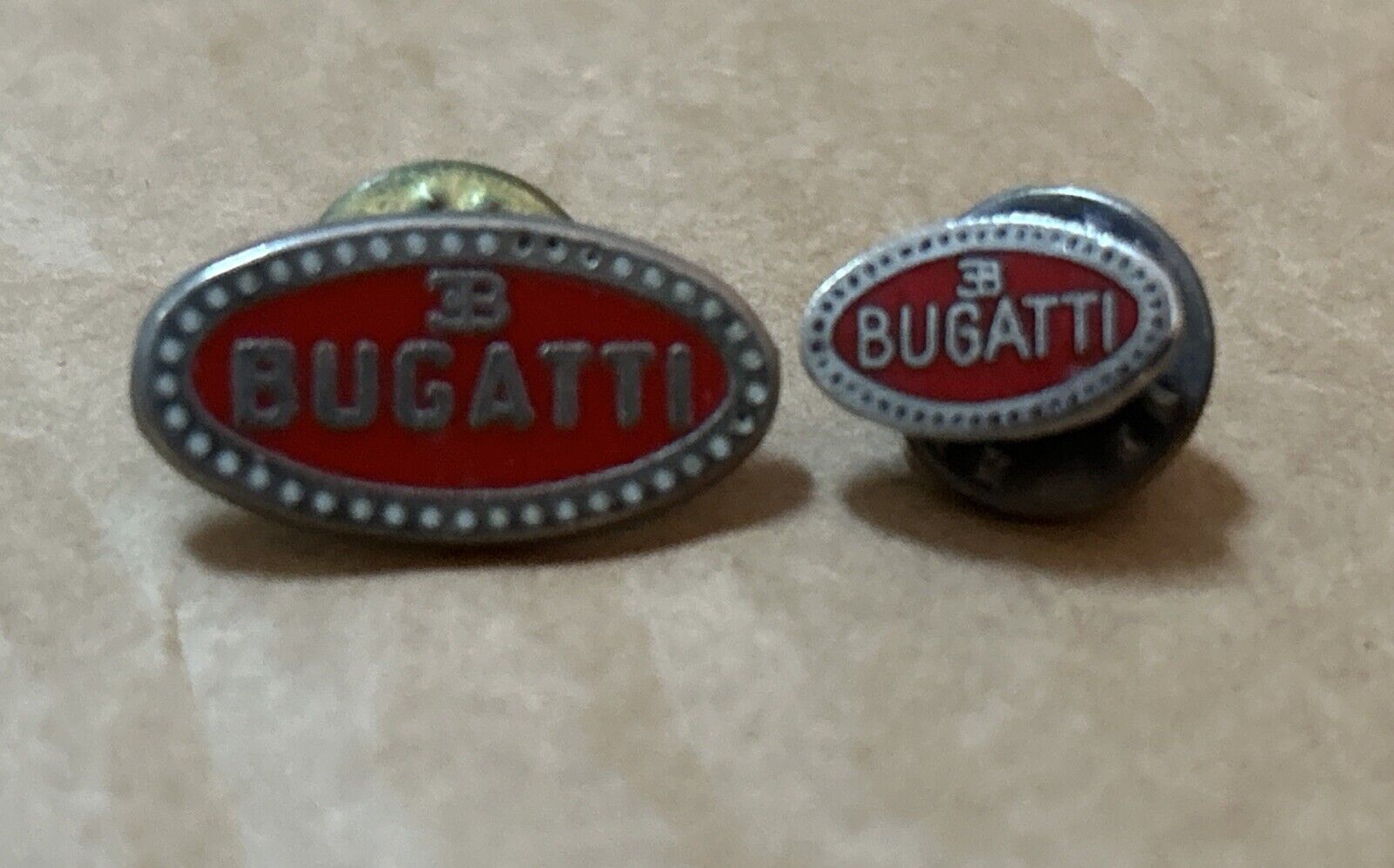 Vintage lapel pin Bugatti, silver Two Of Them
