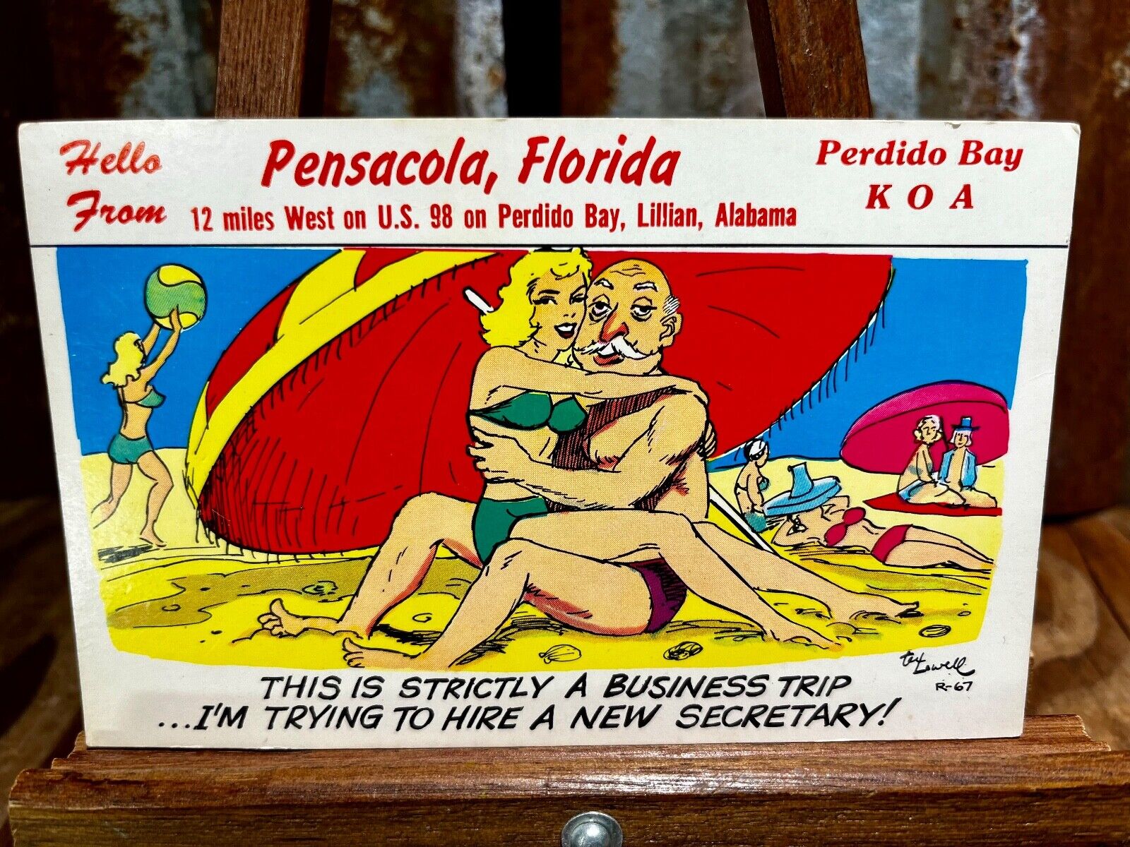 Laff Gram Humorous Postcard Perdido Bay KOA Pensacola, FL Hunting New Secretary