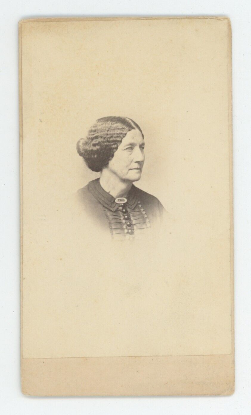 Antique CDV Circa 1860s Profile of Lovely Older Woman Marshall & Co Boston, MA