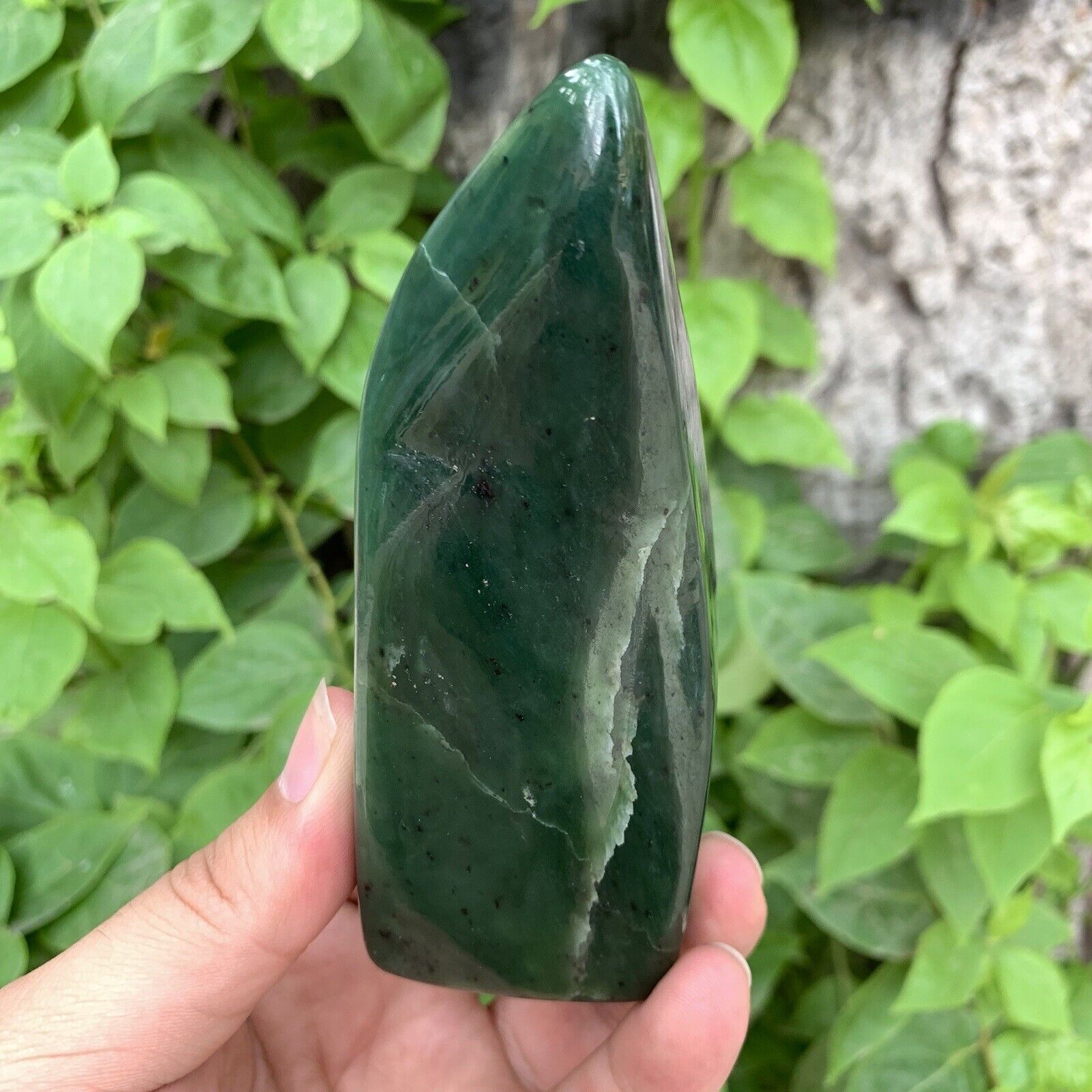 410g Best Quality Green Nephrite Jade Free Form, Nephrite Jade, Nephrite