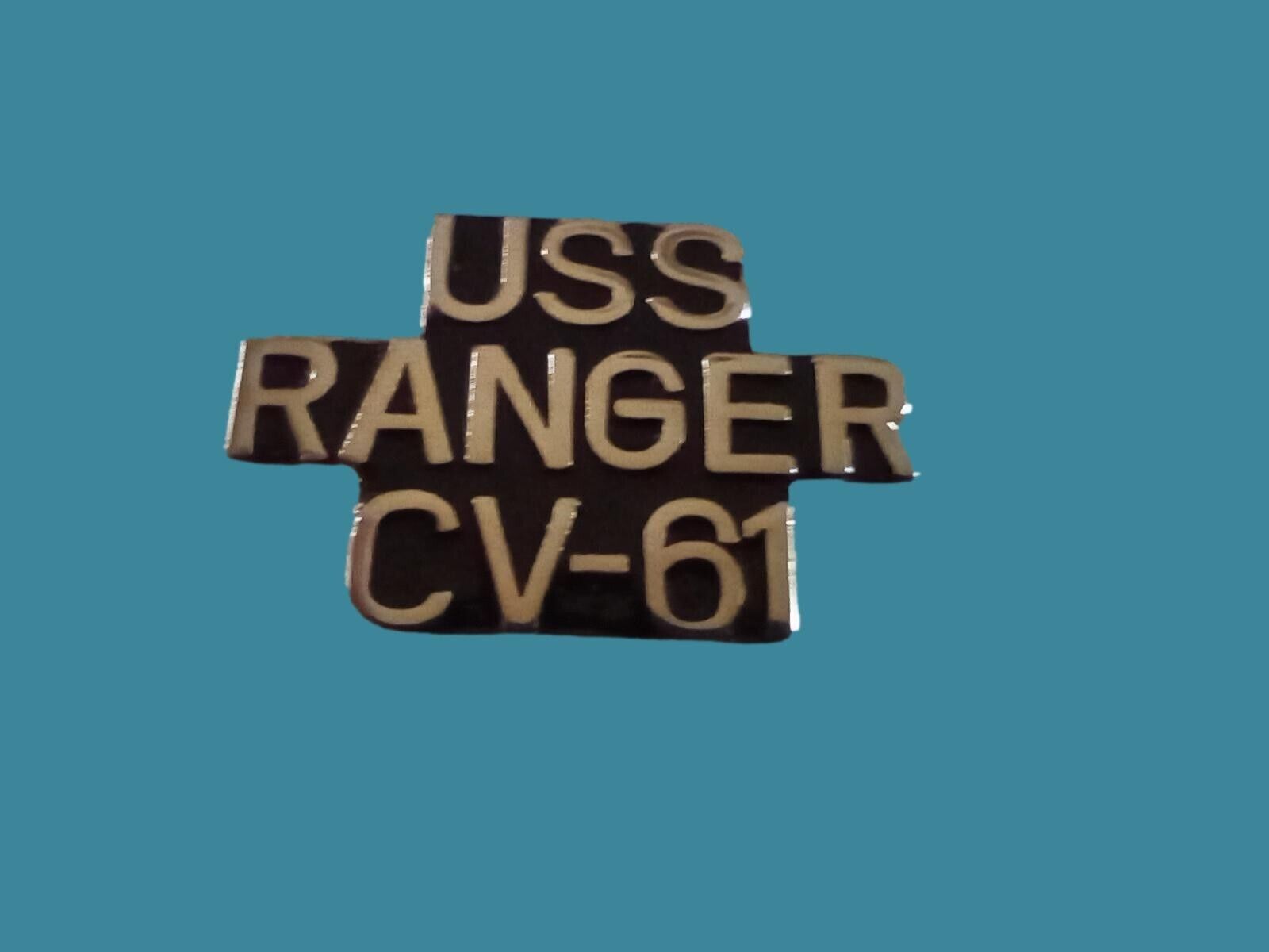 U.S MILITARY NAVY SHIP USS RANGER CV-61 HAT LAPEL PIN CLUTCH BACK 