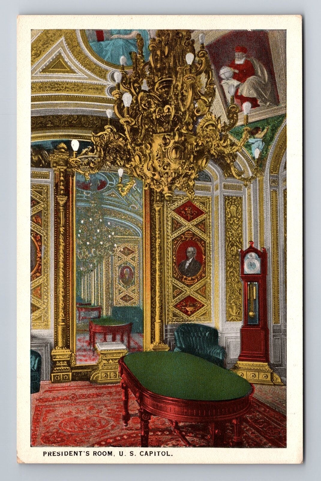 Washington DC- President\'s Room, US Capital, Antique, Vintage Souvenir Postcard