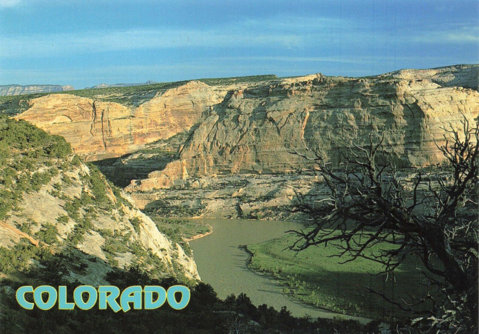 Postcard CO Deer Park Yampa River tributary of the Green River Rock Face Cliffs