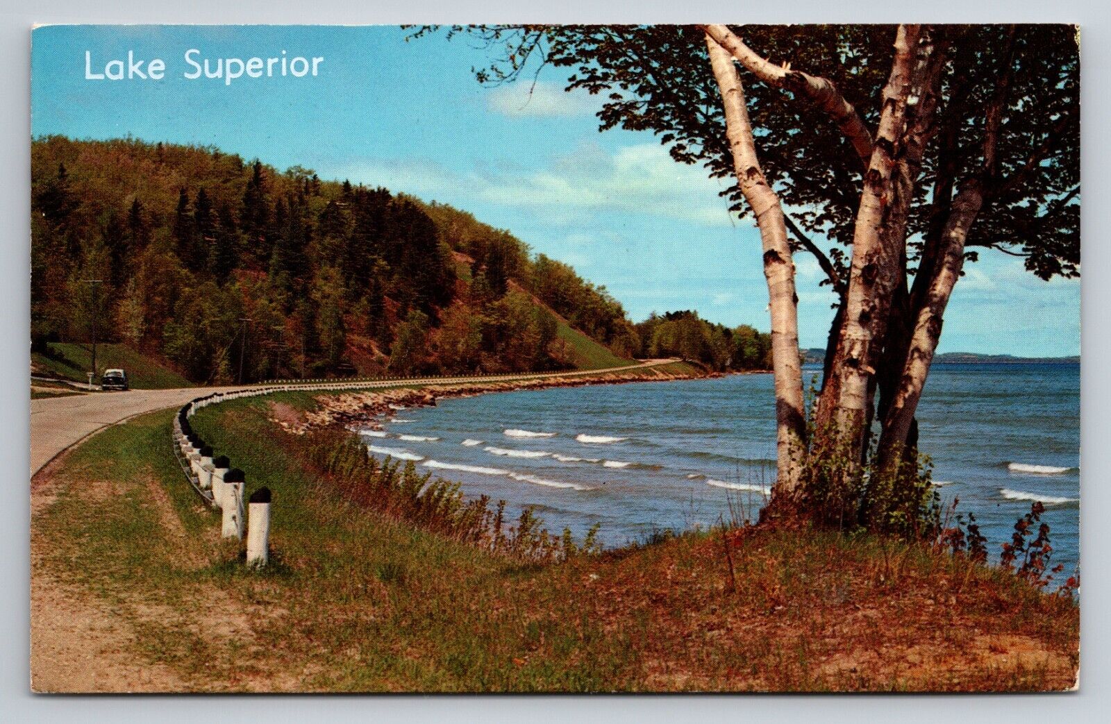 Adventure Highway Lake Superior Vintage Posted 1966 Marenisco Michigan Postcard