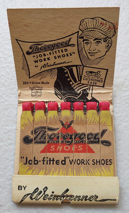 Vintage Feature Matchbook Thorogood Shoes Job Fitted Work Shoes