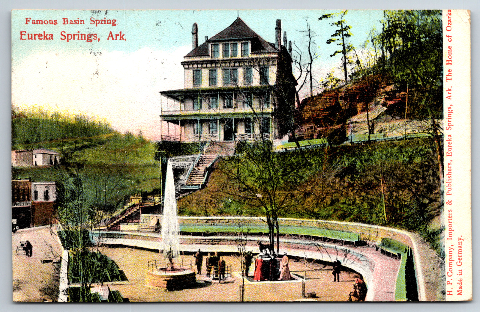 Famous Basin Spring in Eureka Springs, Arkansas 1907 Postcard