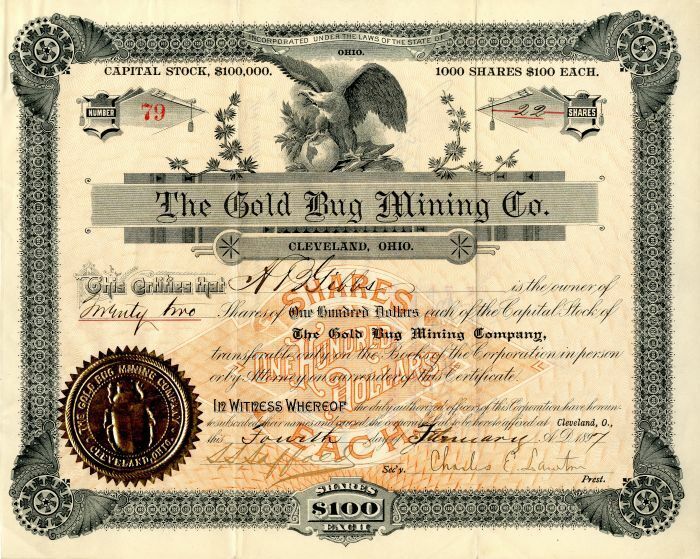 Gold Bug Mining Co. - Stock Certificate - Mining Stocks