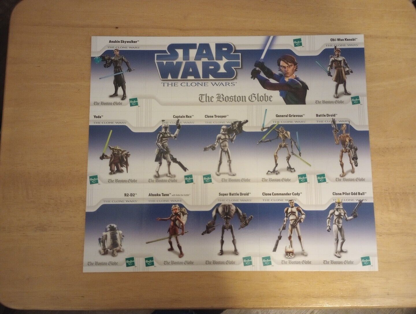 2X 2008 Hasbro Boston Globe Star Wars Clone Wars Uncut Sheet 