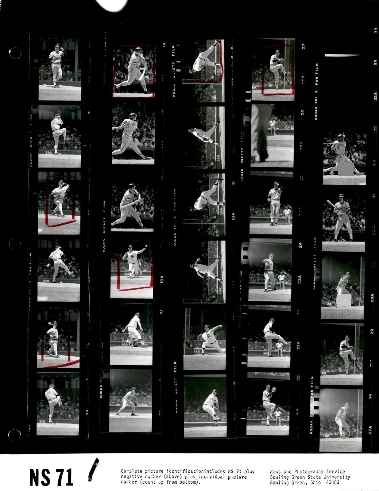 LD361 1972 Original Contact Sheet Photo DETROIT TIGERS vs BALTIMORE ORIOLES