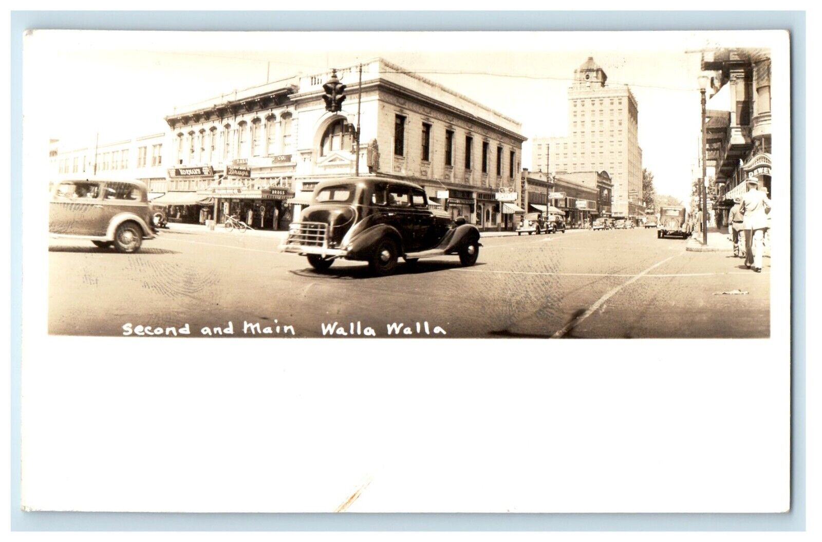 c1920's Panoramic Second And Main Walla Walla Washington WA RPPC Photo Postcard