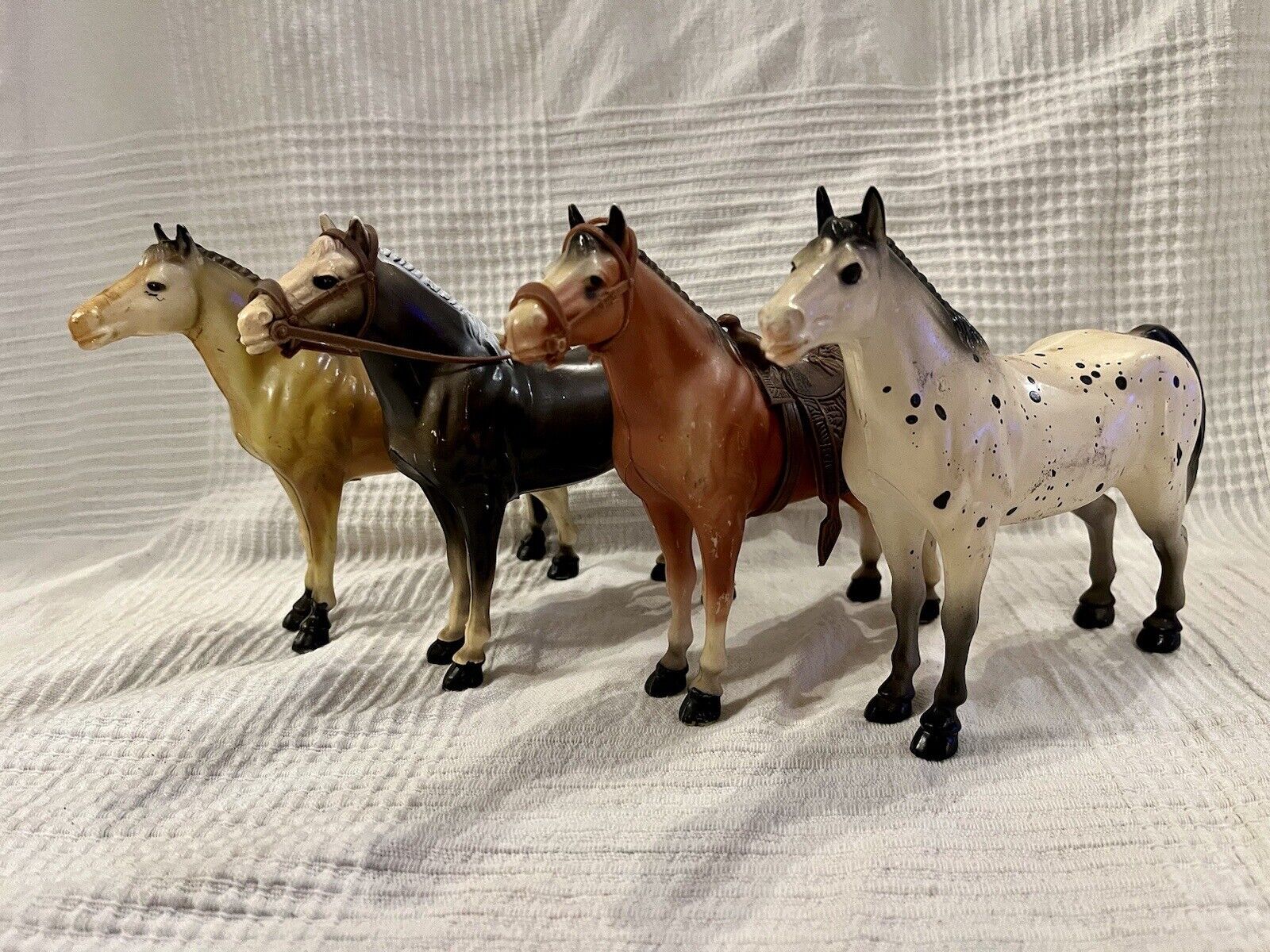 Diamond P Hong Kong Plastic Horses - Set of 4 Leopard, Bay, Dun, Charcoal Grey