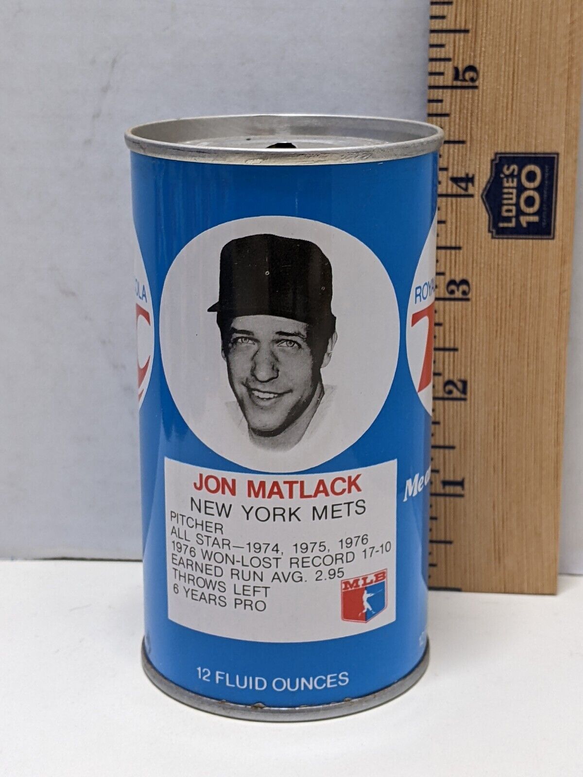 Vintage 70\'s Royal Crown RC Cola MLB Jon Matlack Baseball Can