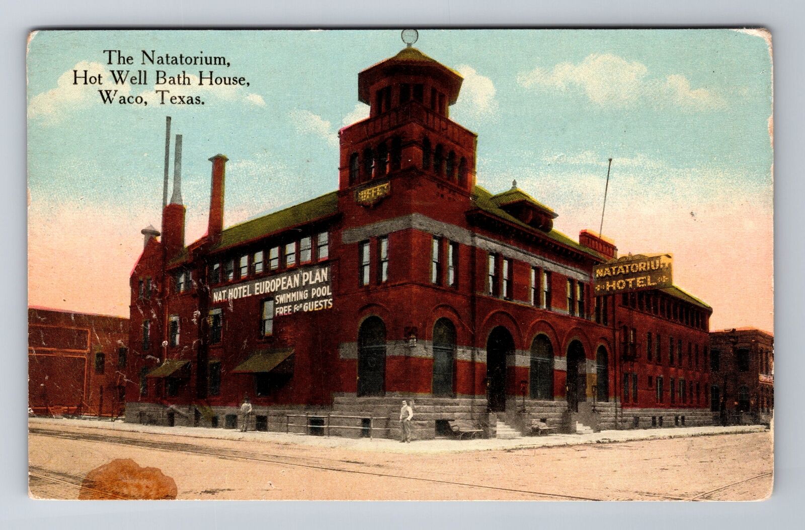 Waco TX-Texas, The Natatorium, Hot Well Bath House, Antique, Vintage Postcard