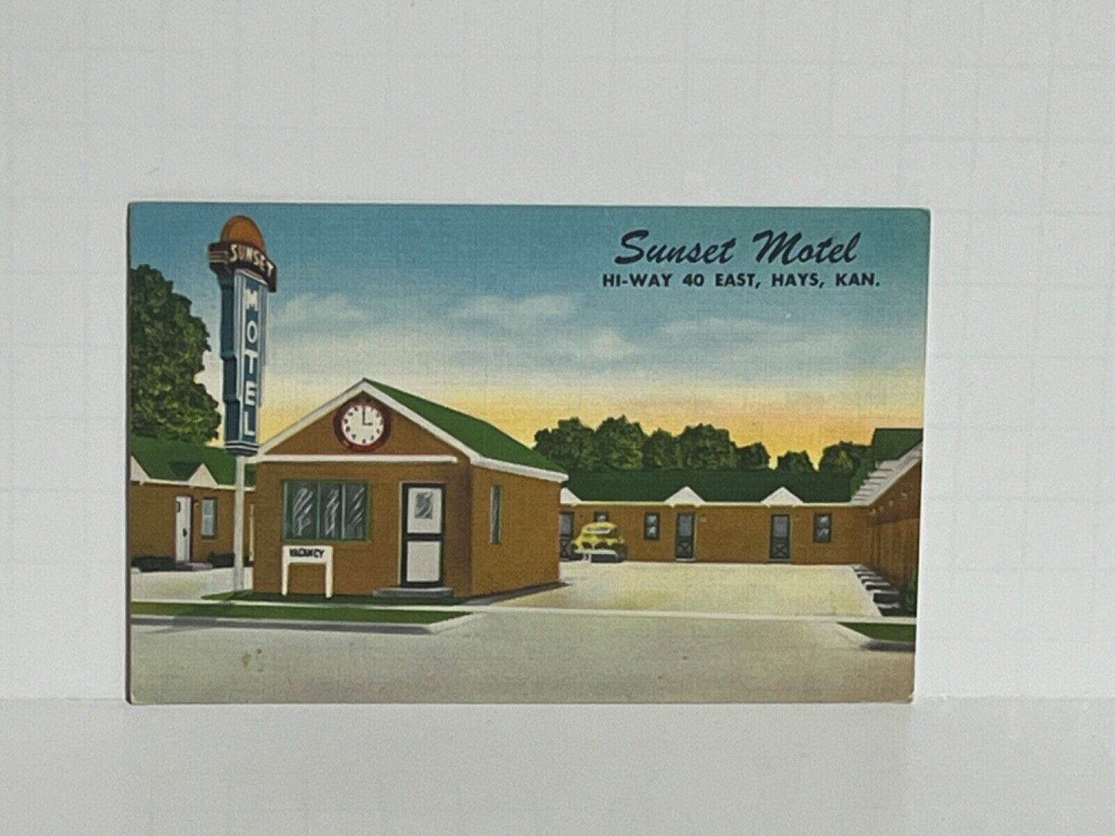 Postcard Sunset Motel Hays Kansas KS Highway 40 East A61
