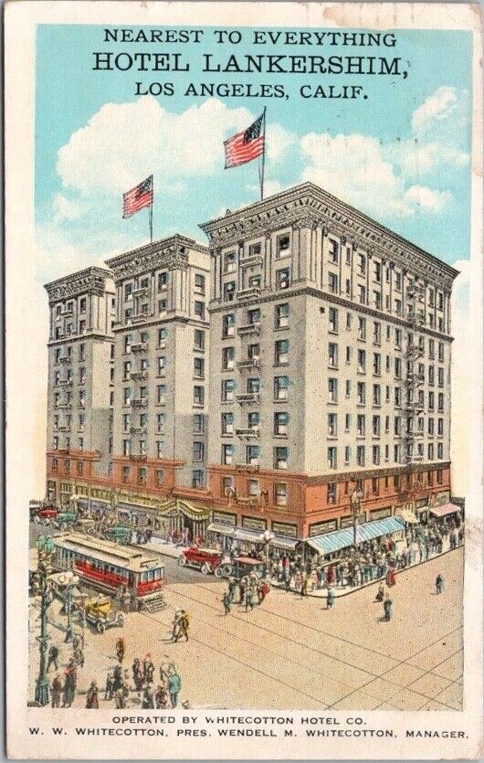 LOS ANGELES, California Postcard HOTEL LANKERSHIM Street View / 1927 Cancel